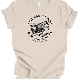 NWT Appalachian Graphic Tee “Ya’ll Can Go West We’re Goin to Myrtle” Cream